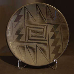 Geometric design on a black on black plate