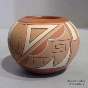 Click to see a larger version Lightly carved and painted Potsuwi'i geometric design on a polychrome jar