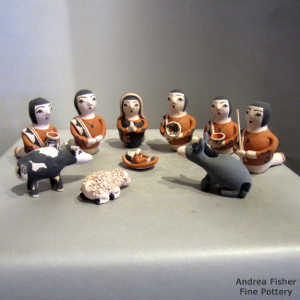 Eleven pieces in a nativity set