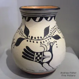 Polychrome jar with a bird, vine and geometric design