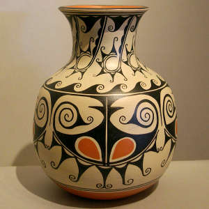 Geometric design on a polychrome jar