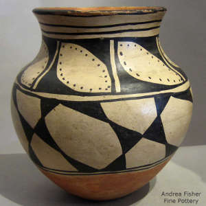 Geometric design on a polychrome jar