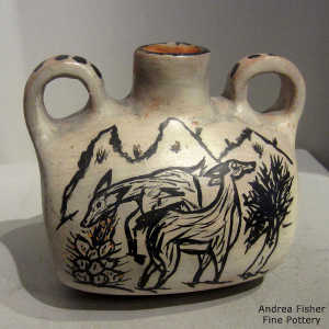 Wildlife and nature design on a polychrome canteen