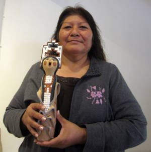 Emily Fragua Tsosie and one of her Corn Maidens Photo of Emily Fragua Tsosie