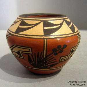 Cactus, cloud and geometric designs on a polychrome jar