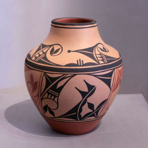 Geometric design on a polychrome jar