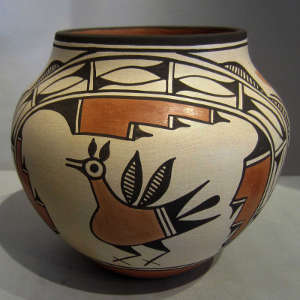 Pot with tradtional polychrome designs