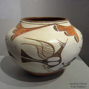 Roadrunner and geometric design on a polychrome jar