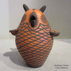 Black on red Zuni owl