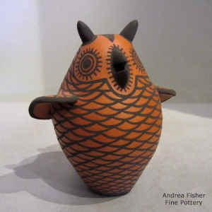 Black on red Zuni owl