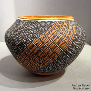 Geometric design on a polychrome jar