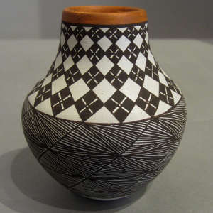 Geometric design on a polychrome jar