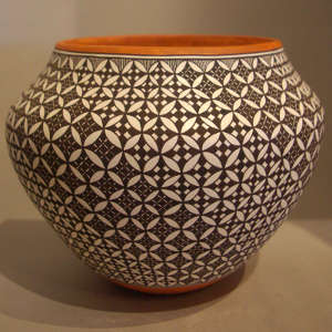 Geometric design on a polychrome jar