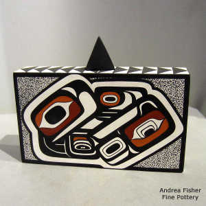 Northwest Coast and geometric design on a polychrome lidded box