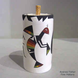 Mimbres and dancer figures on a polychrome lidded jar