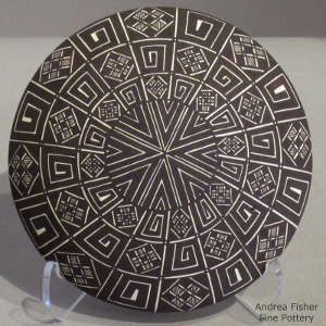 Geometric design on a black and white seedpot