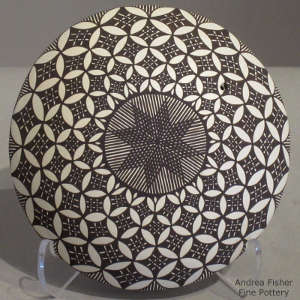 Geometric design on a black and white seedpot