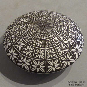 Fine line and geometric design on a black and white seedpot