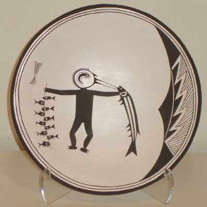 Mimbres designs on a black-on-white plate