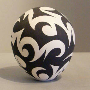 Tattoo design on a black and white seed pot