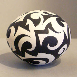 Tattoo design on a black and white seed pot