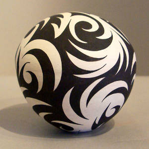 Tattoo design on a black and white seed pot