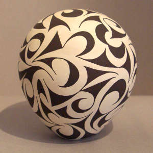 A geometric design on a black and white seedpot