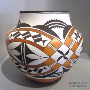 Geometric design on a polychrome jar