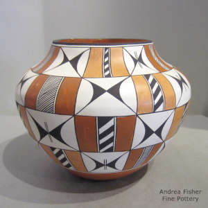 Geometric design on a polychrome jar