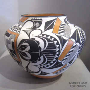 Geometric design on a polychrome jar