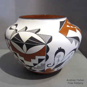 Geometric design on a polychrome jar