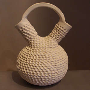 Corrugated white wedding vase