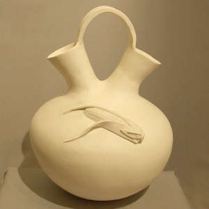 Ear of corn relief on a white wedding vase