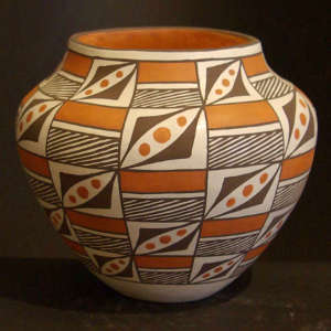 Geometric design on a polychrome jar