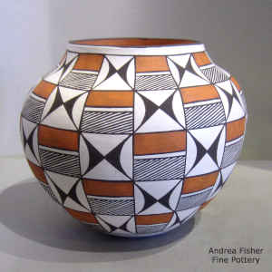 Polychrome jar decorated with a geometric design