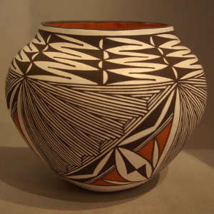 Geometric design on a polychrome jar