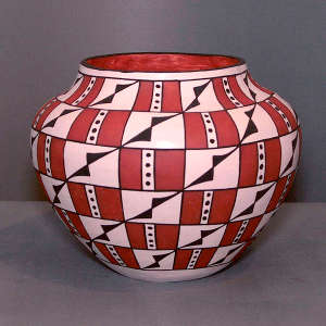 Geometric design on a polychrome jar