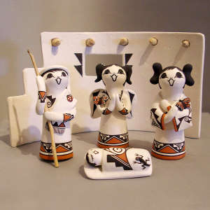 Five pieces in a nativity set