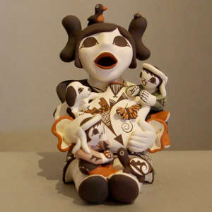 Two children, a turtle and a dog on a grandmother storyteller