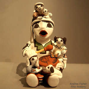 Three children and a dog on a grandmother storyteller