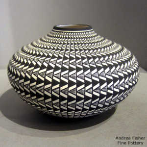 Geometric design on a black and white jar