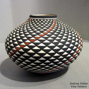 Step swirl geometric design on a polychrome jar