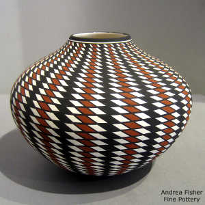 Geometric design on a polychrome jar