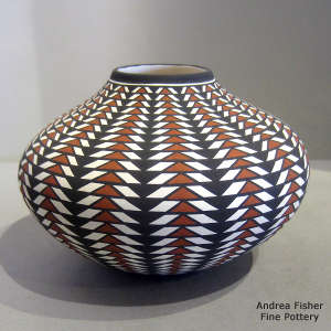 A geometric design on a polychrome jar