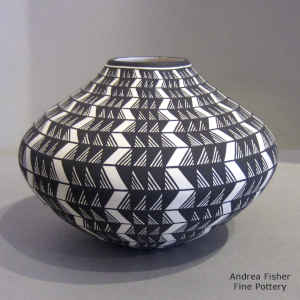 Geometric design on a black and white jar