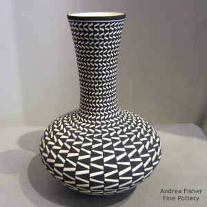 Black and white vase with a geometric design