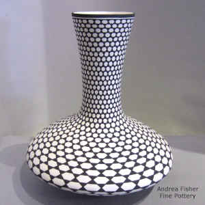 Black and white vase with a geometric design