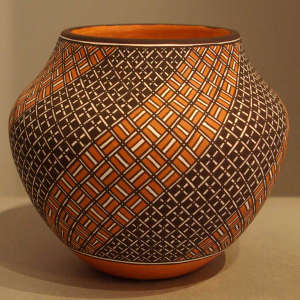 Geometric design on a polychrome pot