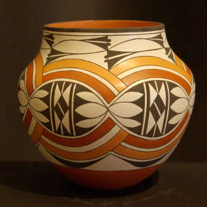 Double rainbow and geometric design on a polychrome jar