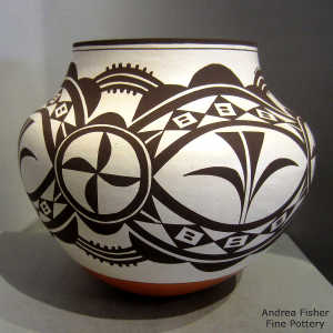 Black and white cloud, rainbow, medallion and geometric design